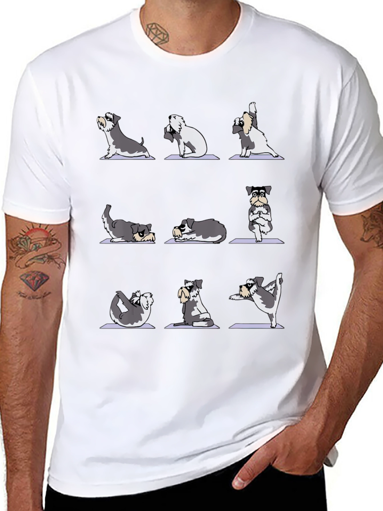 Yoga Schnauzer Dog Graphic T-Shirt