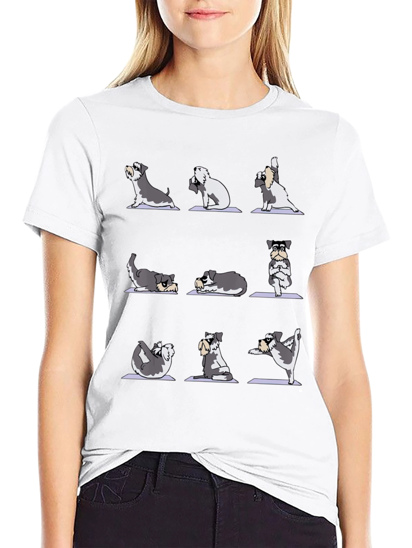 Yoga Schnauzer Dog Graphic T-Shirt