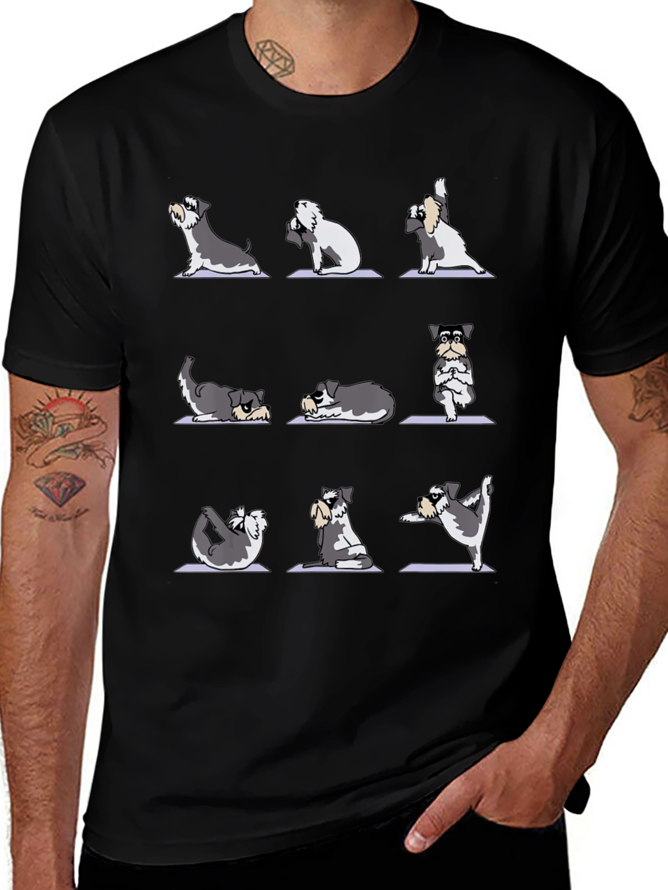 Yoga Schnauzer Dog Graphic T-Shirt