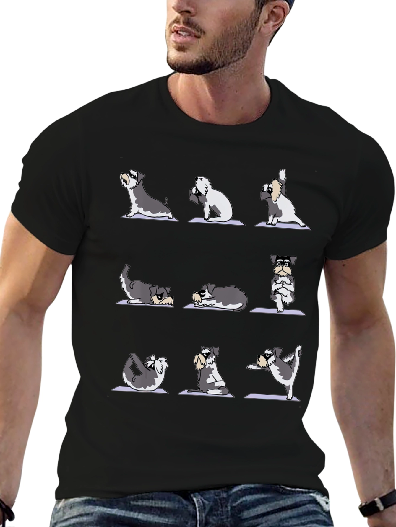 Yoga Schnauzer Dog Graphic T-Shirt