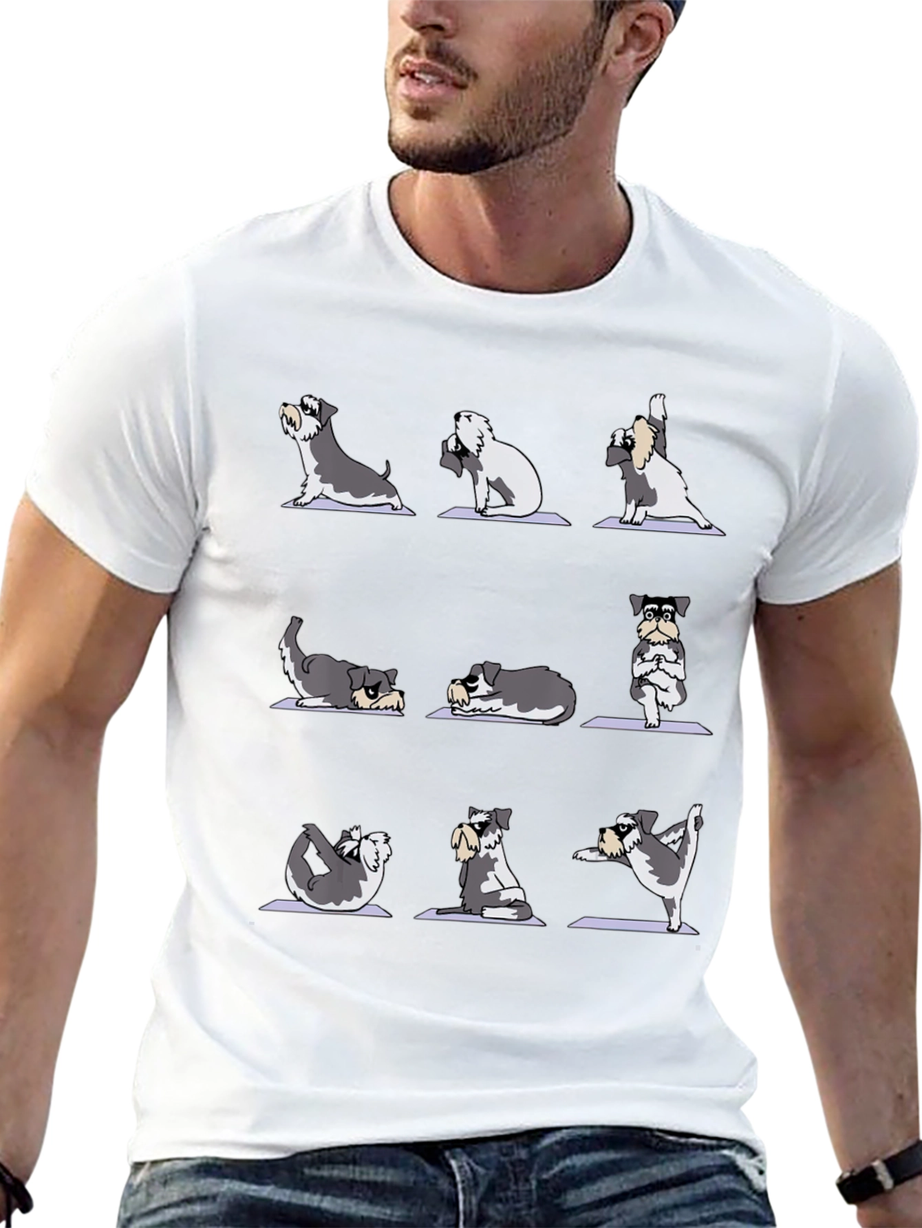 Yoga Schnauzer Dog Graphic T-Shirt
