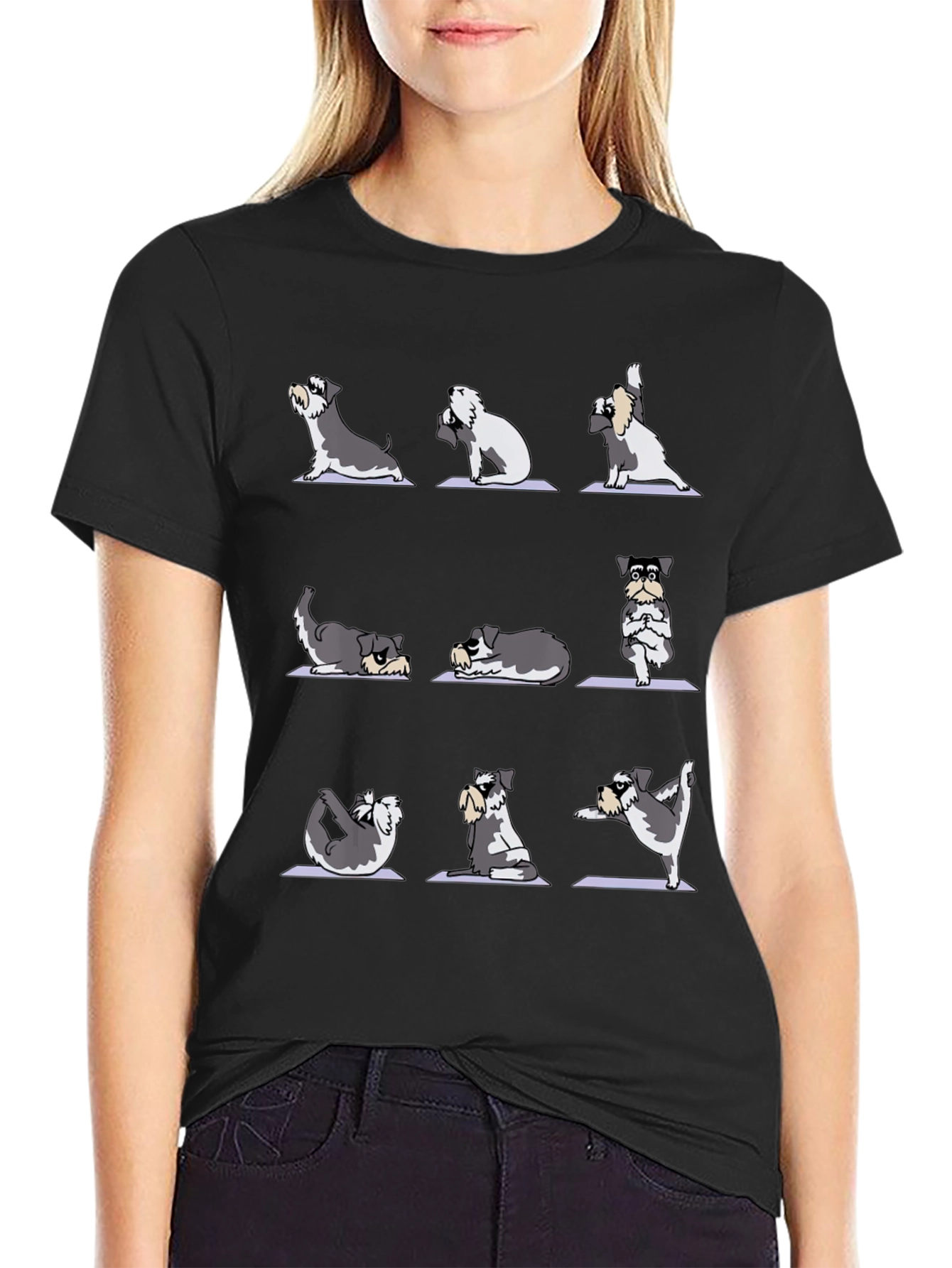 Yoga Schnauzer Dog Graphic T-Shirt