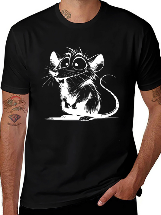 Cartoon Rat Graphic Black T-Shirt