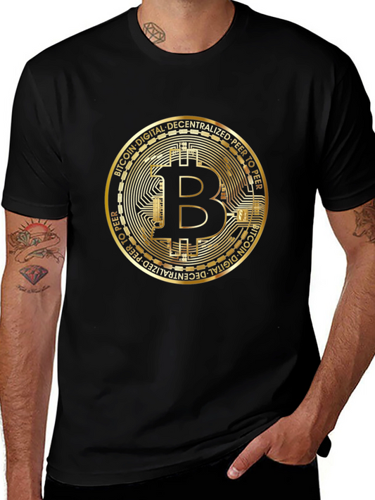 Bitcoin Graphic Print Black T-Shirt
