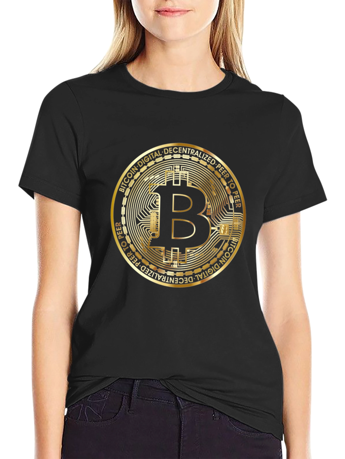 Bitcoin Graphic Print Black T-Shirt