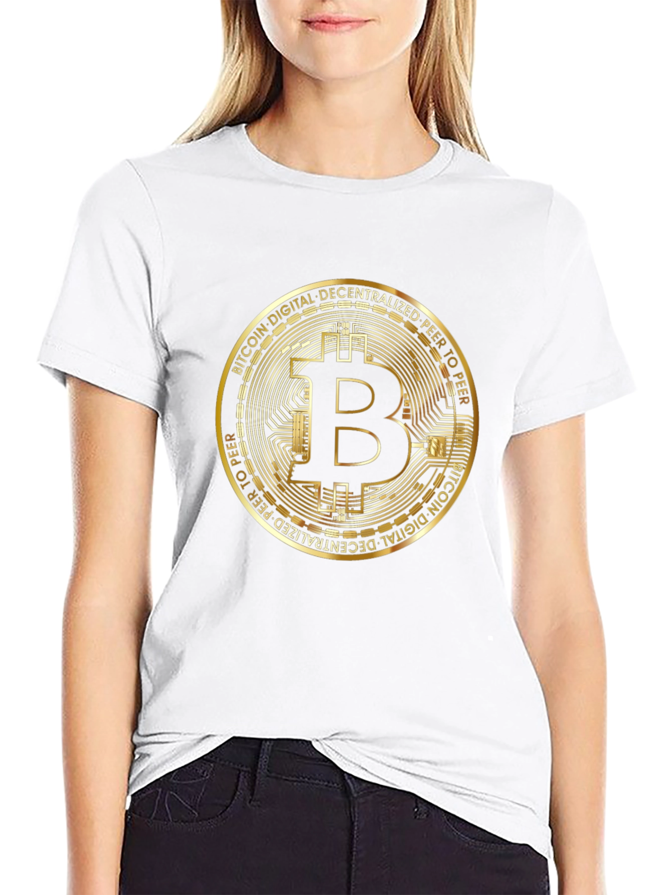 Bitcoin Graphic Print Black T-Shirt