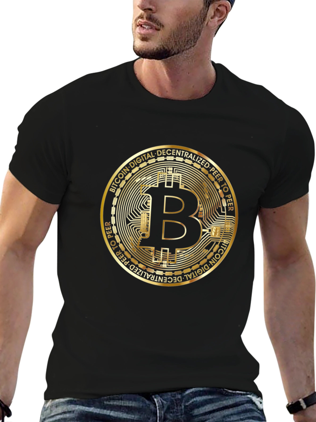 Bitcoin Graphic Print Black T-Shirt