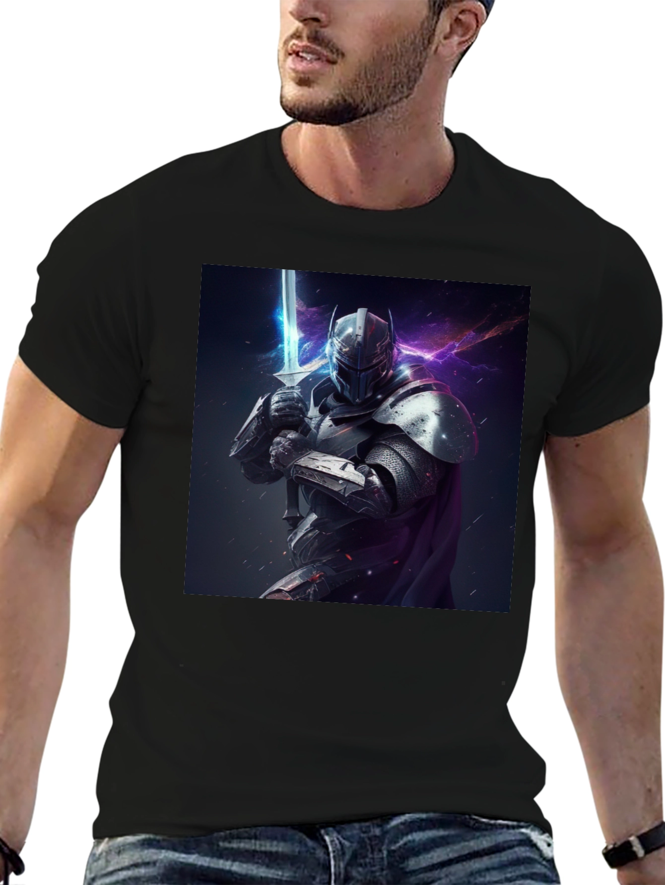 Knight Graphic Tee - Sci-Fi Medieval Warrior