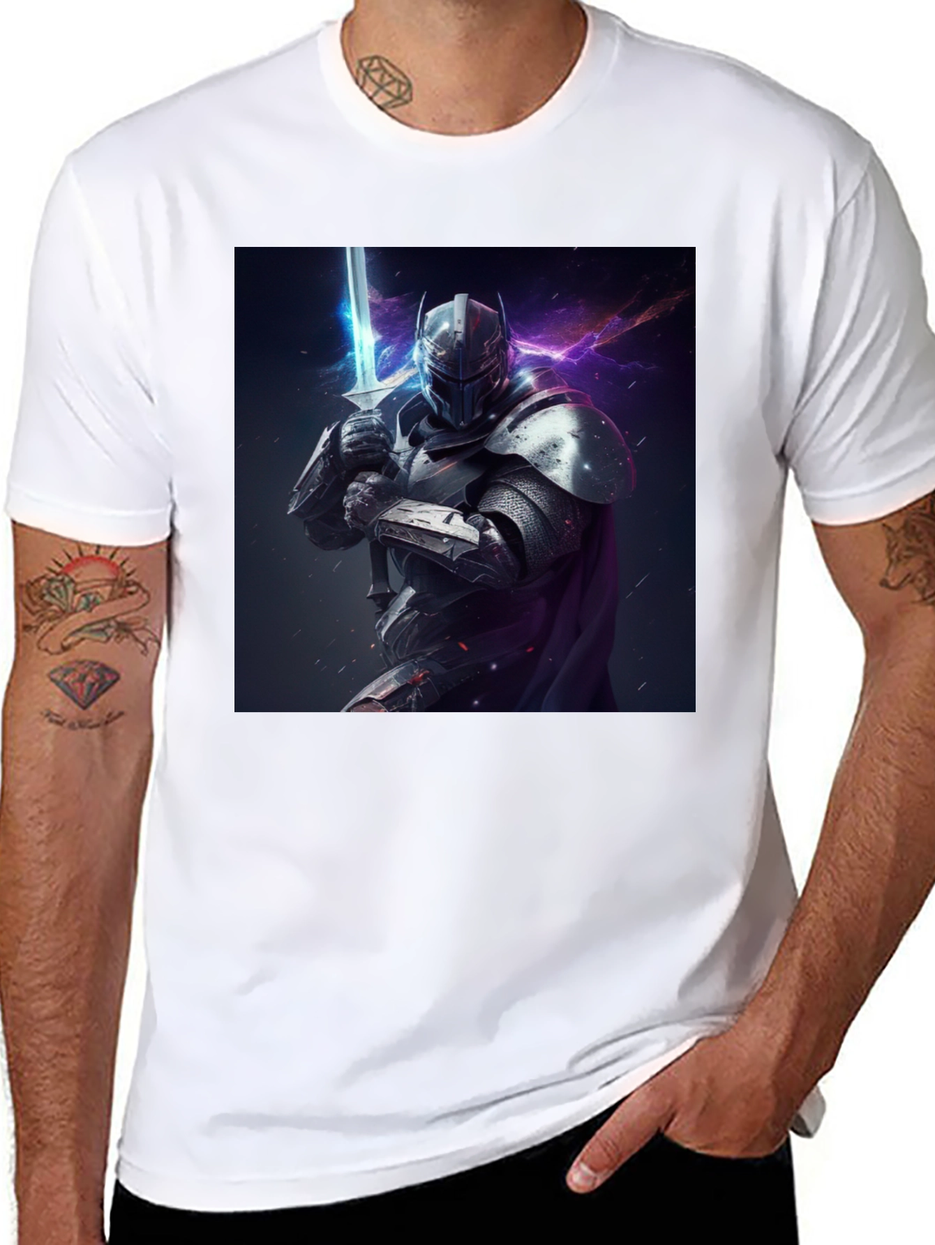 Knight Graphic Tee - Sci-Fi Medieval Warrior