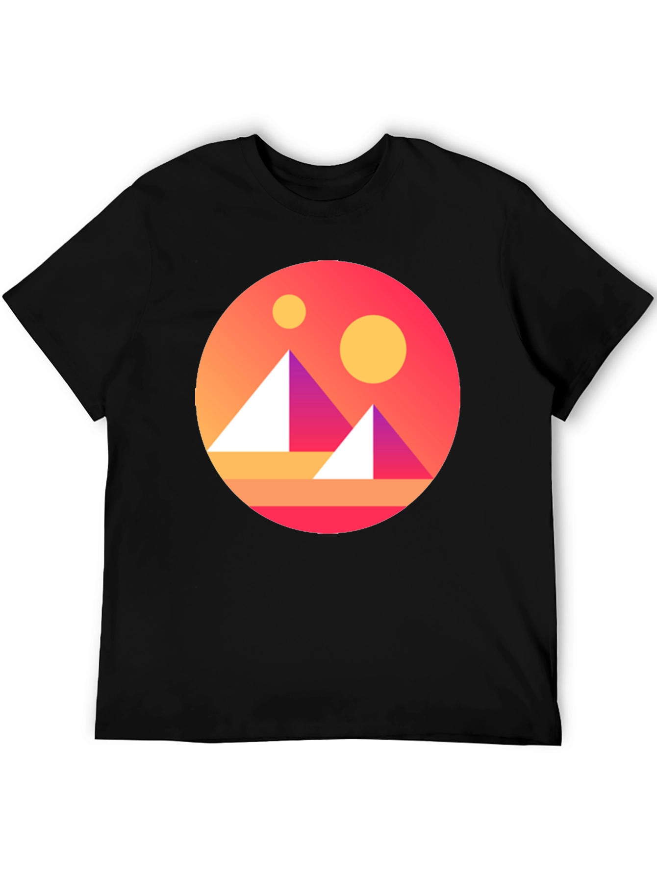 Geometric Graphic Tee - Retro Sunset Design