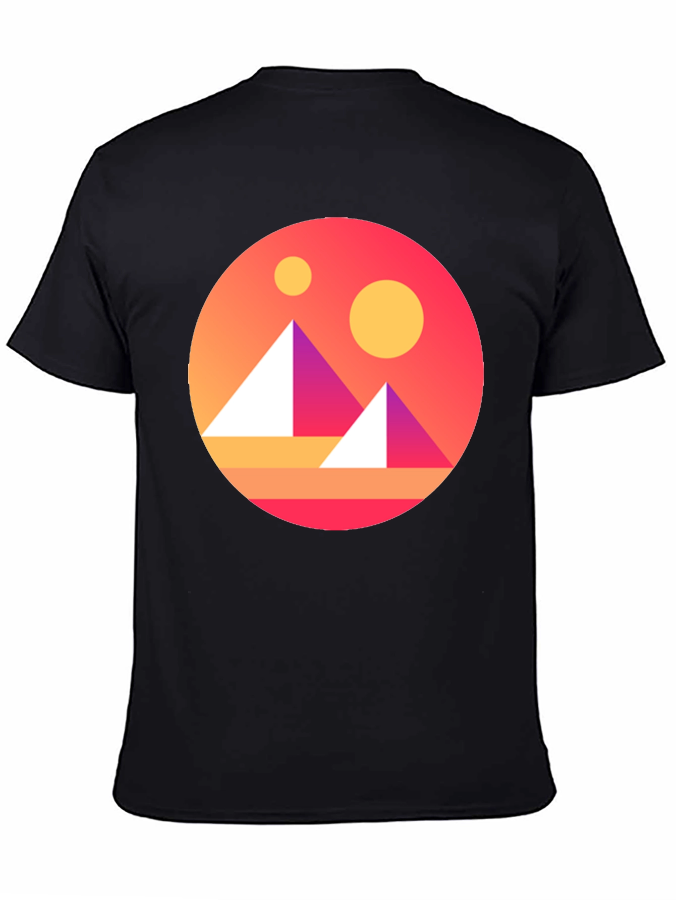 Geometric Graphic Tee - Retro Sunset Design
