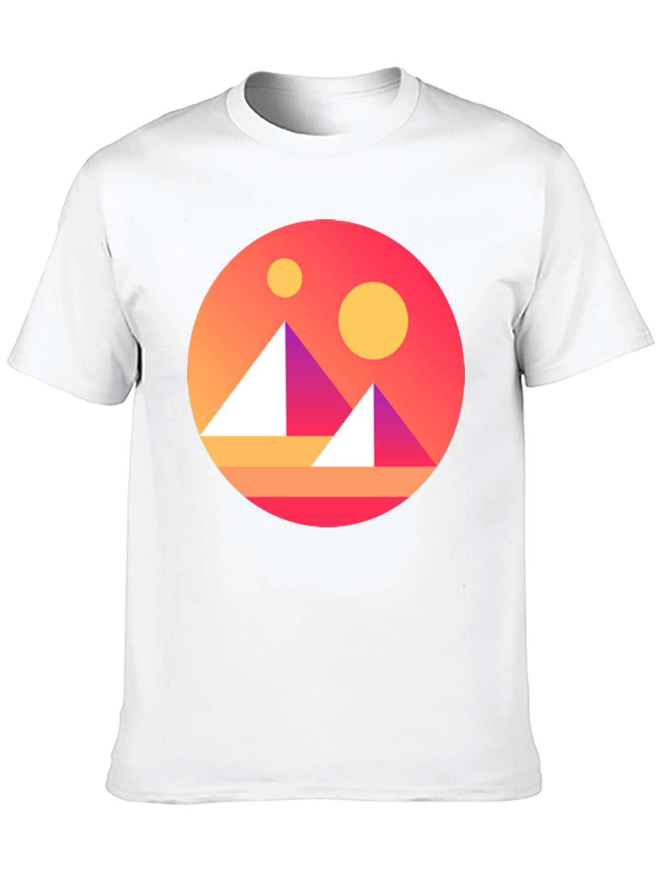Geometric Graphic Tee - Retro Sunset Design