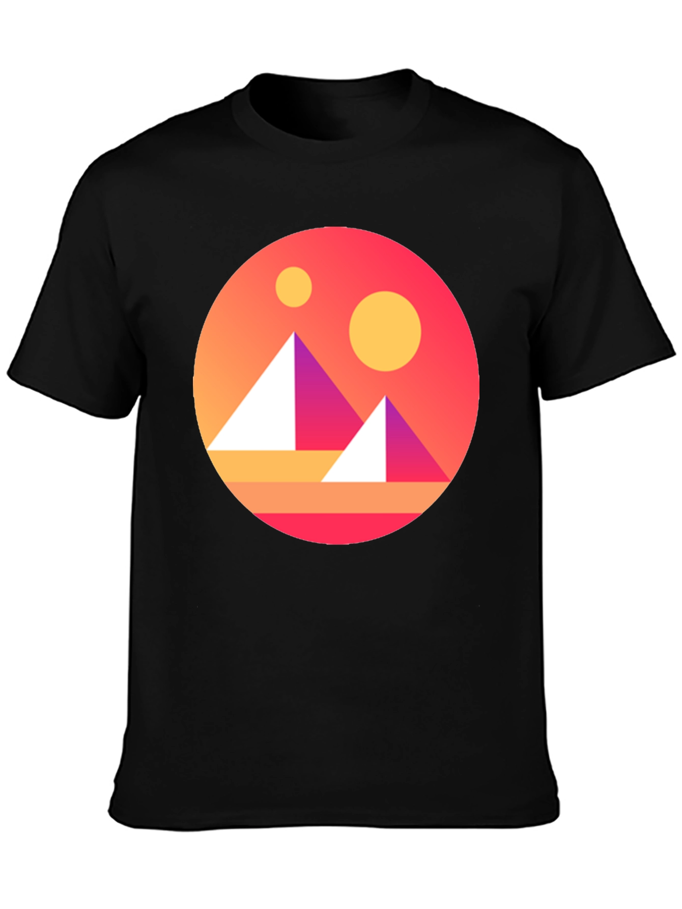 Geometric Graphic Tee - Retro Sunset Design