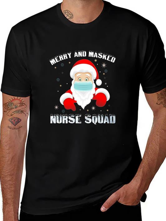 Merry and Masked Nurse Squad Christmas T-Shirt