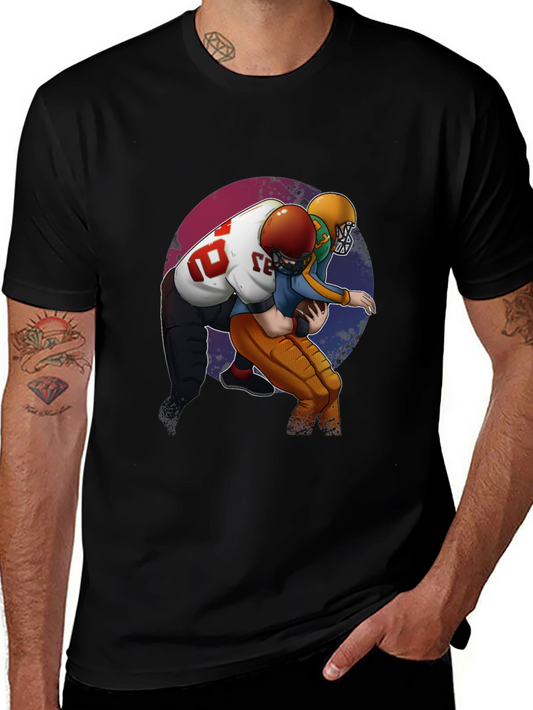 Football Players T-Shirt - Black Graphic Tee