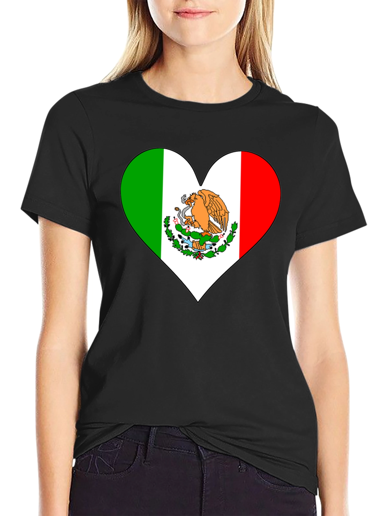 Mexico Flag Heart Graphic Tee