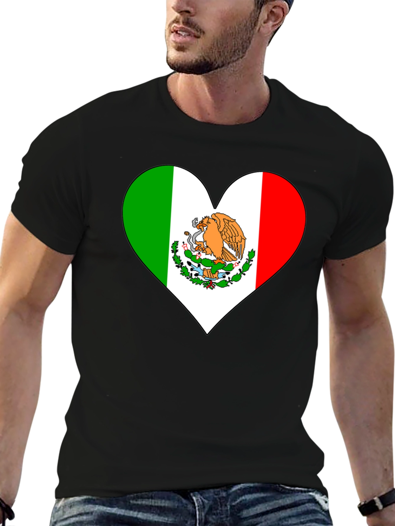 Mexico Flag Heart Graphic Tee