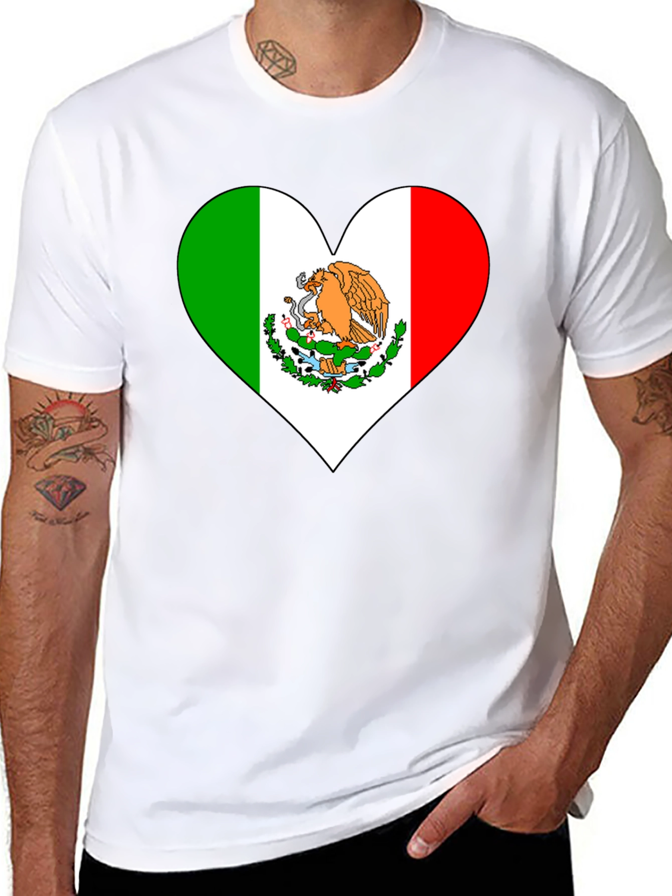 Mexico Flag Heart Graphic Tee