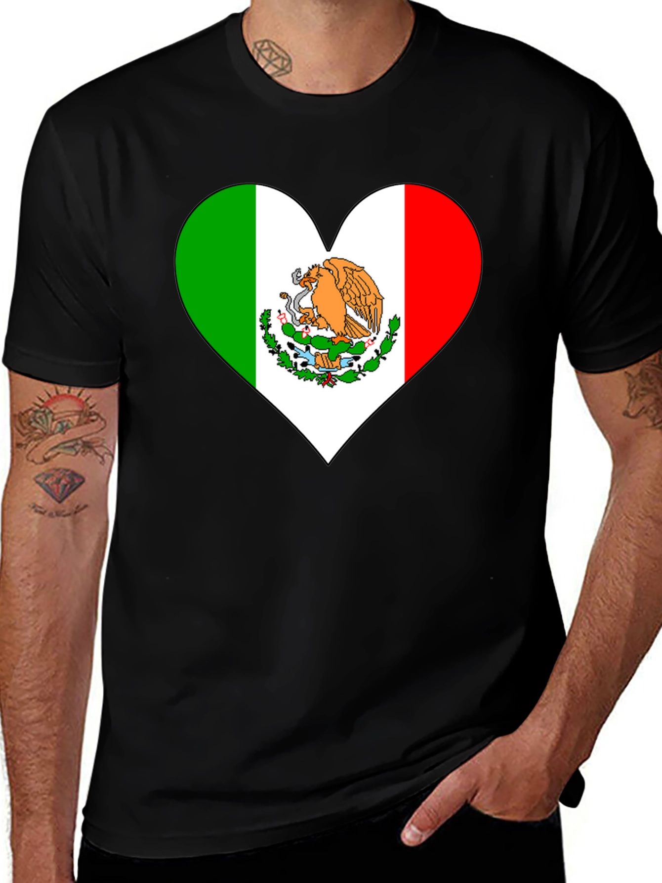 Mexico Flag Heart Graphic Tee