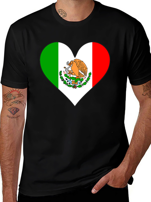 Mexico Flag Heart Graphic Tee