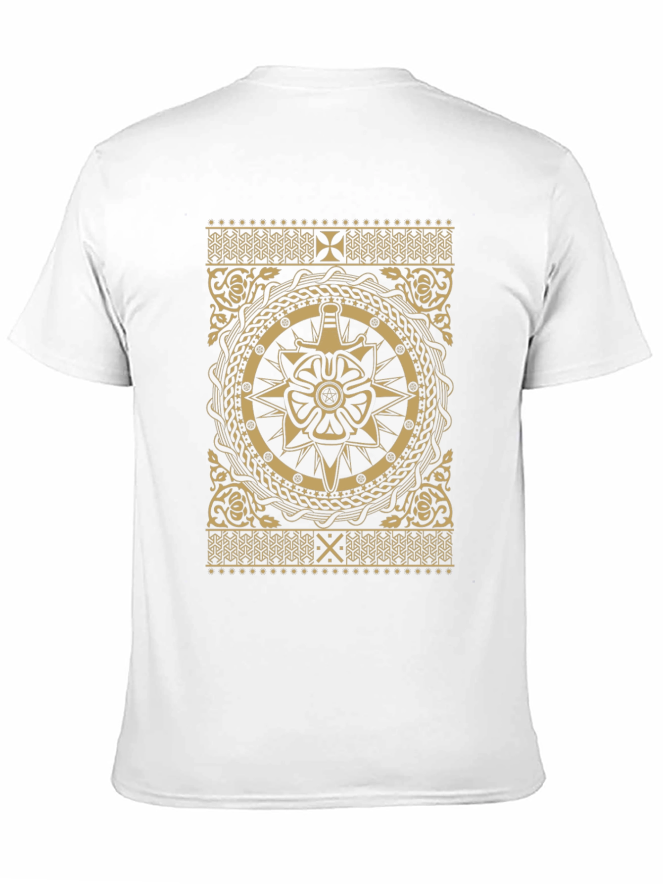 Ornate Black T-Shirt with Gold Medieval Design