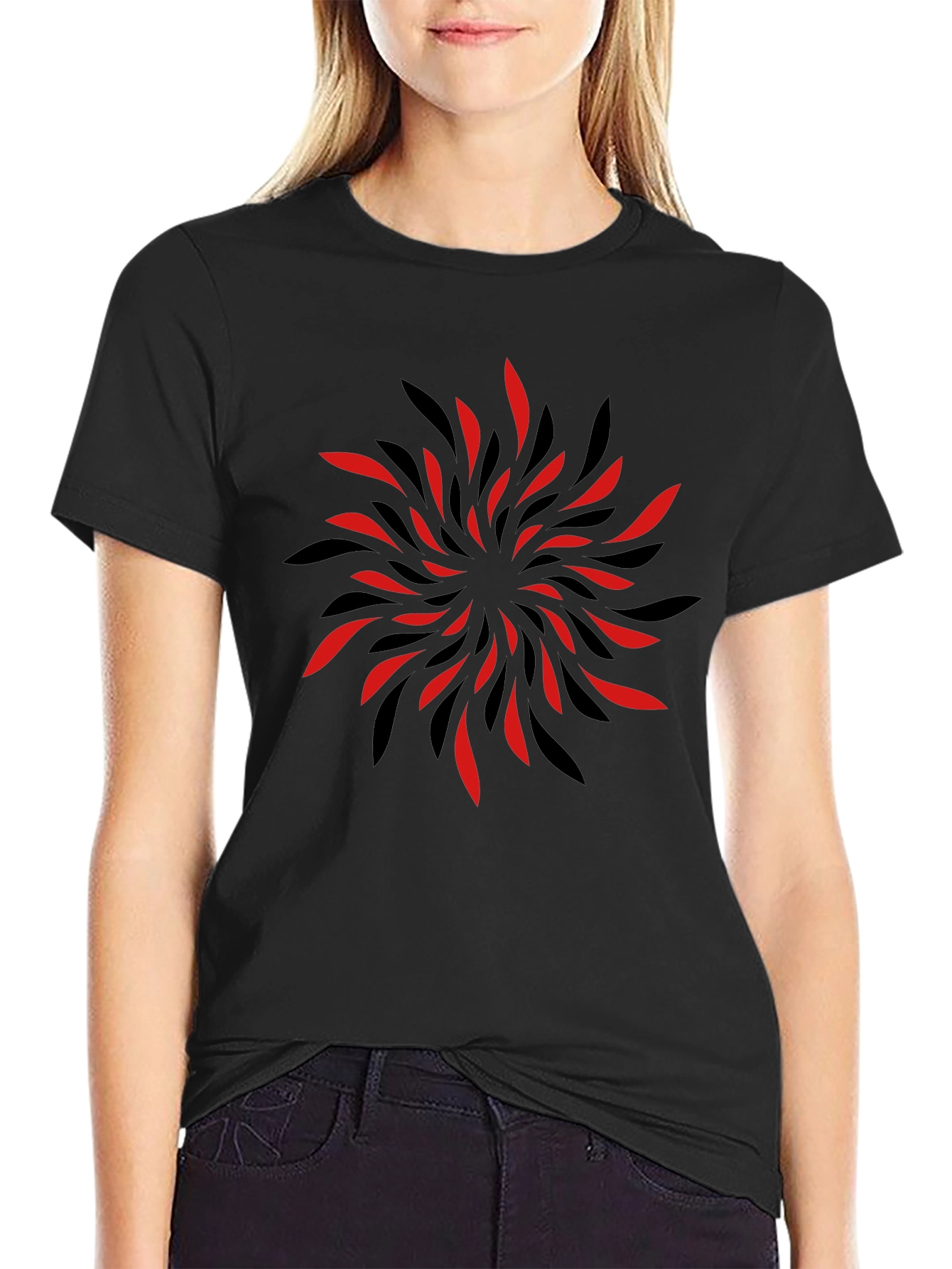 Abstract Swirl Graphic Black T-Shirt