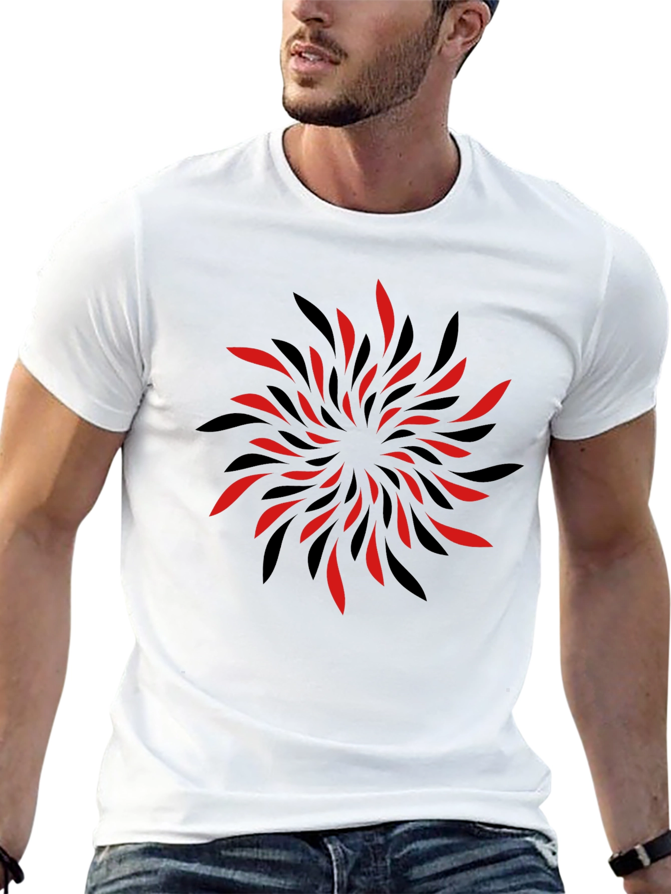 Abstract Swirl Graphic Black T-Shirt