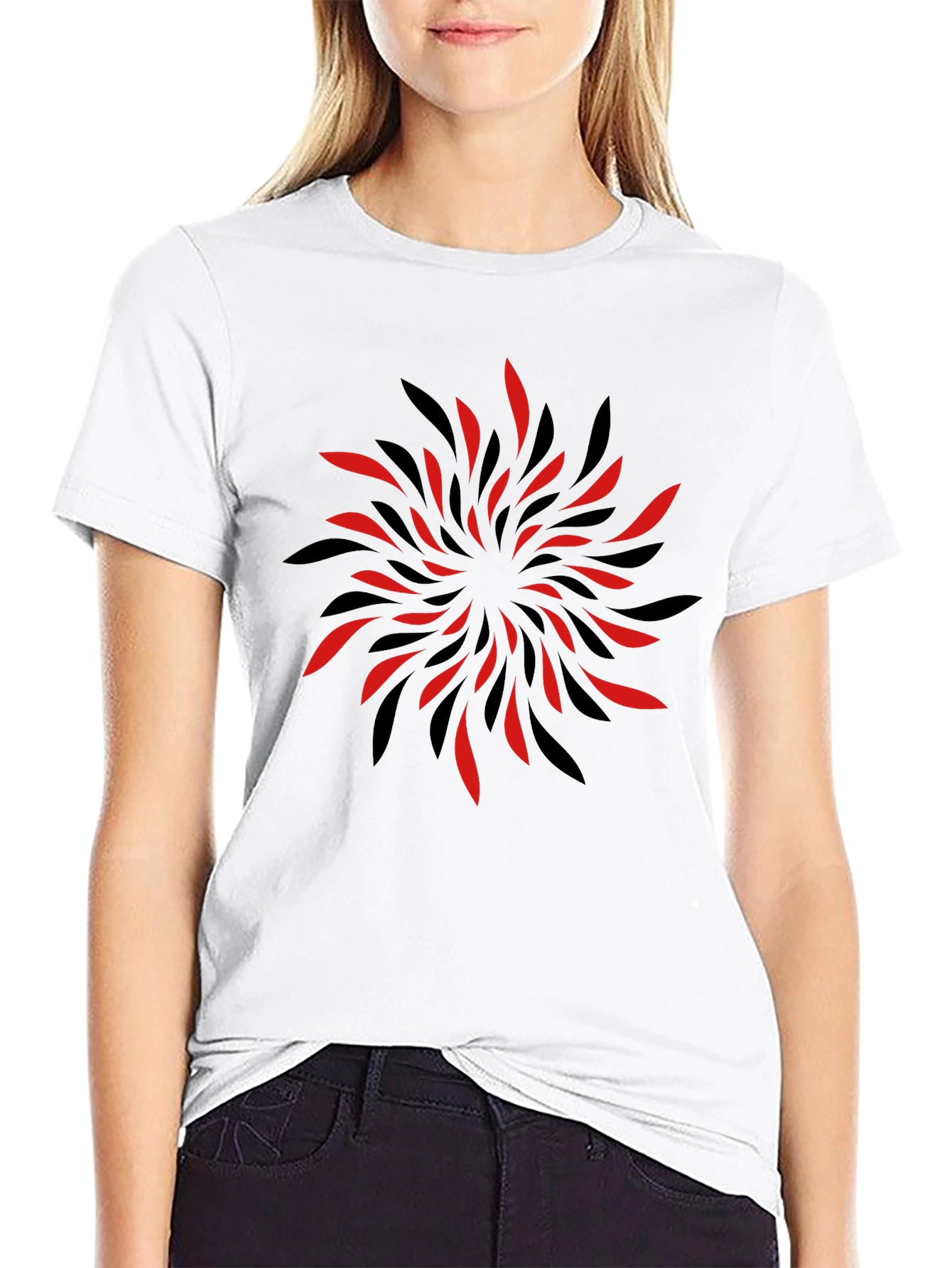 Abstract Swirl Graphic Black T-Shirt