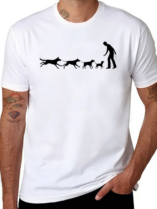 Dog Walker Graphic Tee - Black Cotton T-Shirt