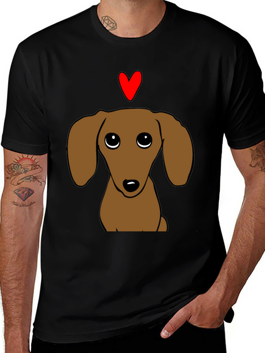 Cute Dachshund Dog Heart Mens Graphic Tee