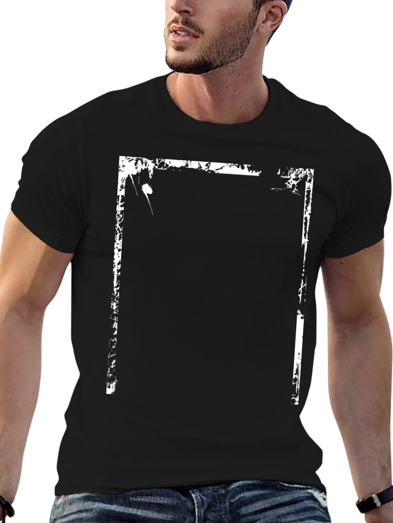 Distressed Frame Graphic Tee - Black