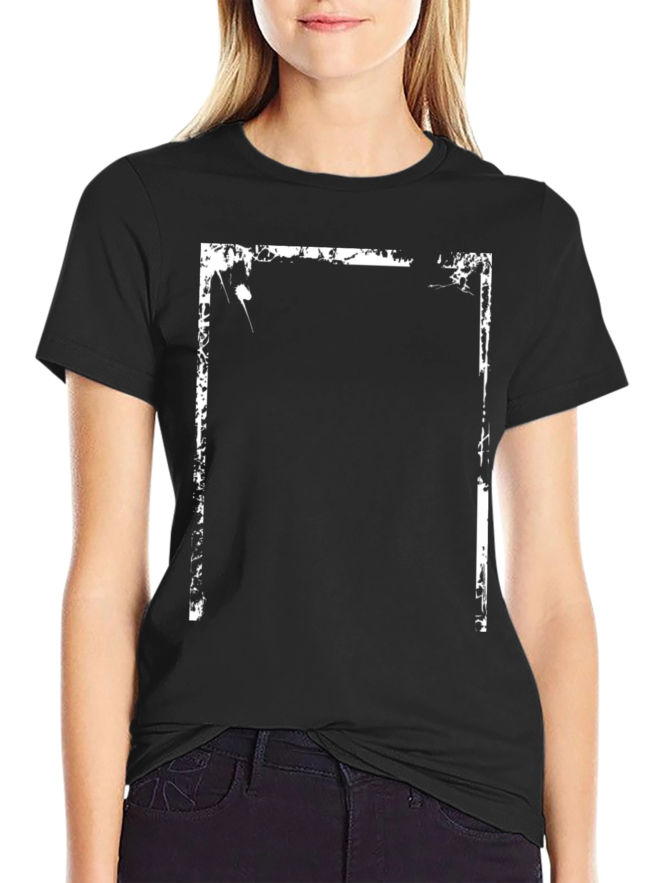 Distressed Frame Graphic Tee - Black