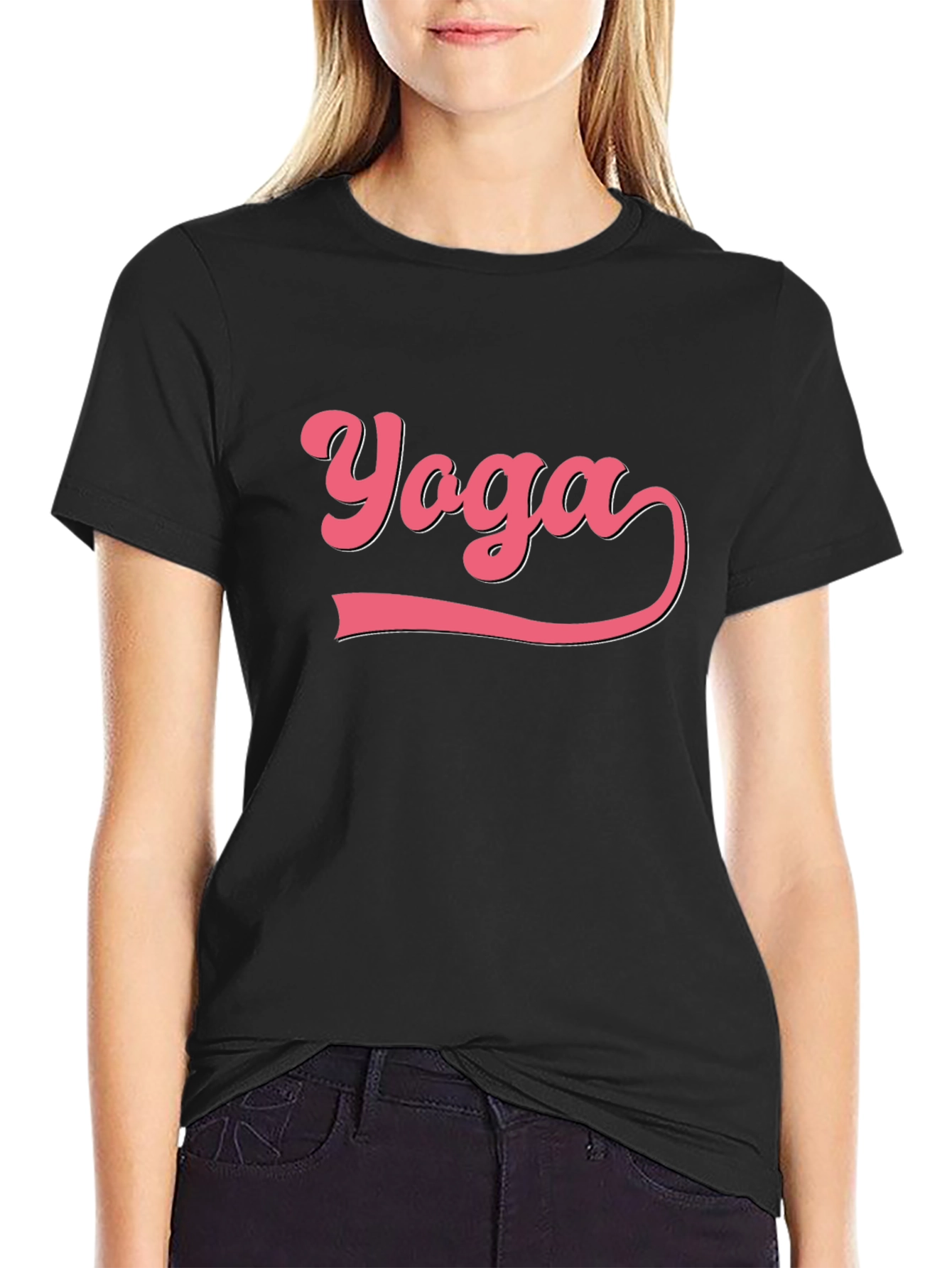 Yoga Graphic Tee - Black Cotton Blend
