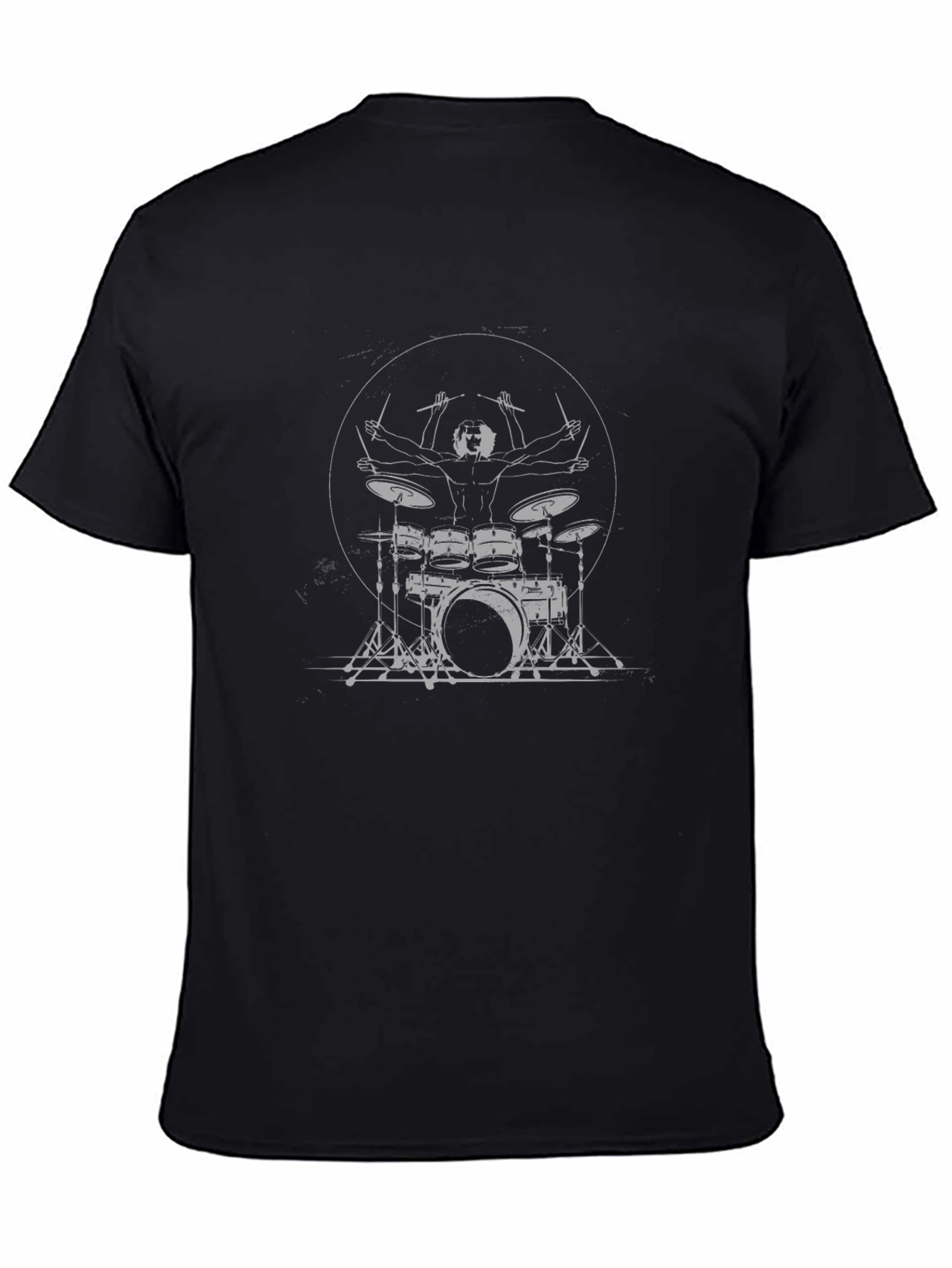 Drummer Silhouette Graphic Tee - Black Cotton T-Shirt