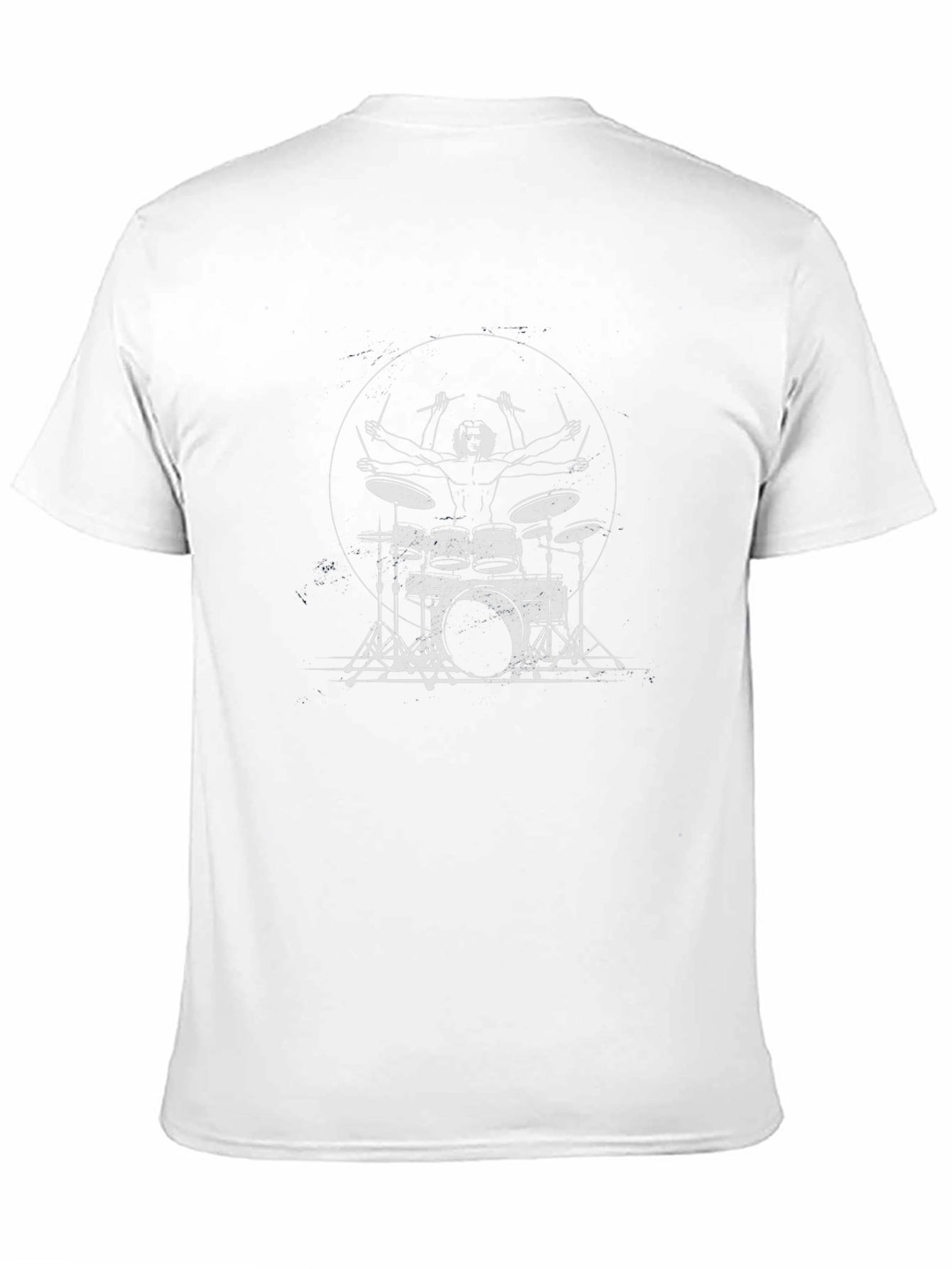 Drummer Silhouette Graphic Tee - Black Cotton T-Shirt