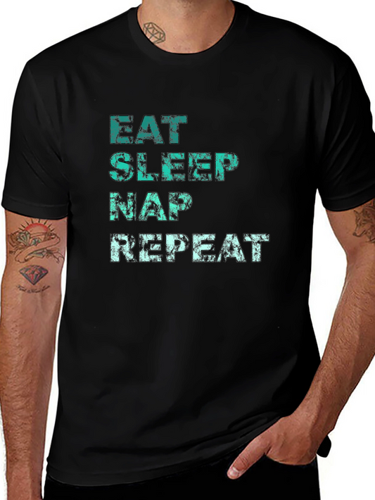 Eat Sleep Nap Repeat Black T-Shirt