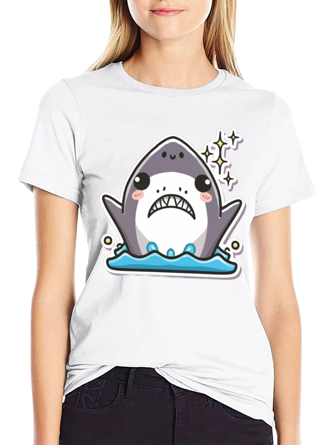 Kawaii Shark T-Shirt - Cute Cartoon Graphic Tee