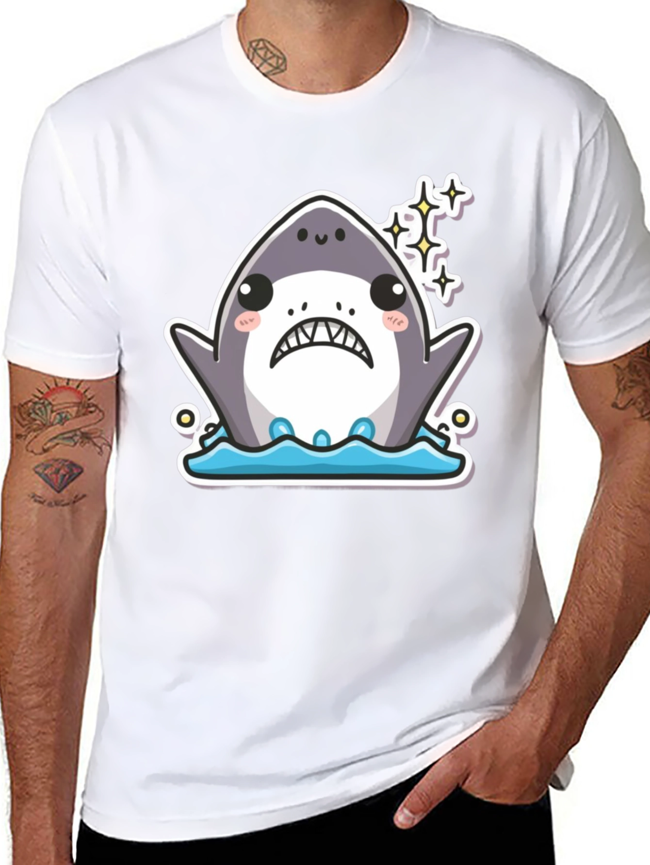 Kawaii Shark T-Shirt - Cute Cartoon Graphic Tee