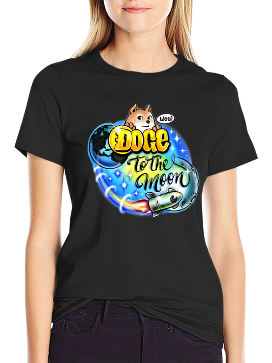 Doge to the Moon Black T-Shirt - Crypto Meme Tee