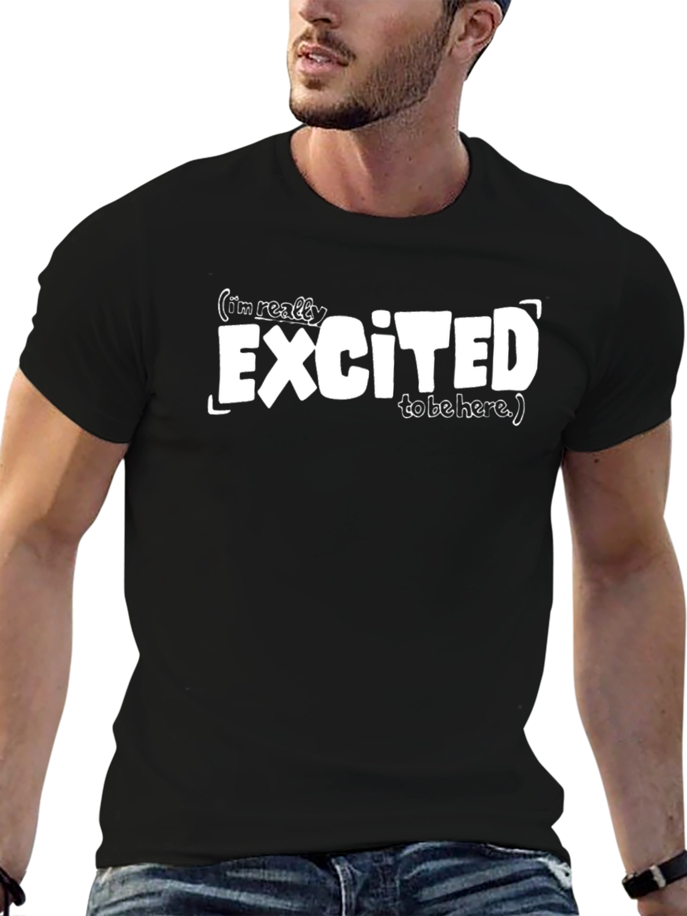 Excited to Be Here Graphic Tee - Black