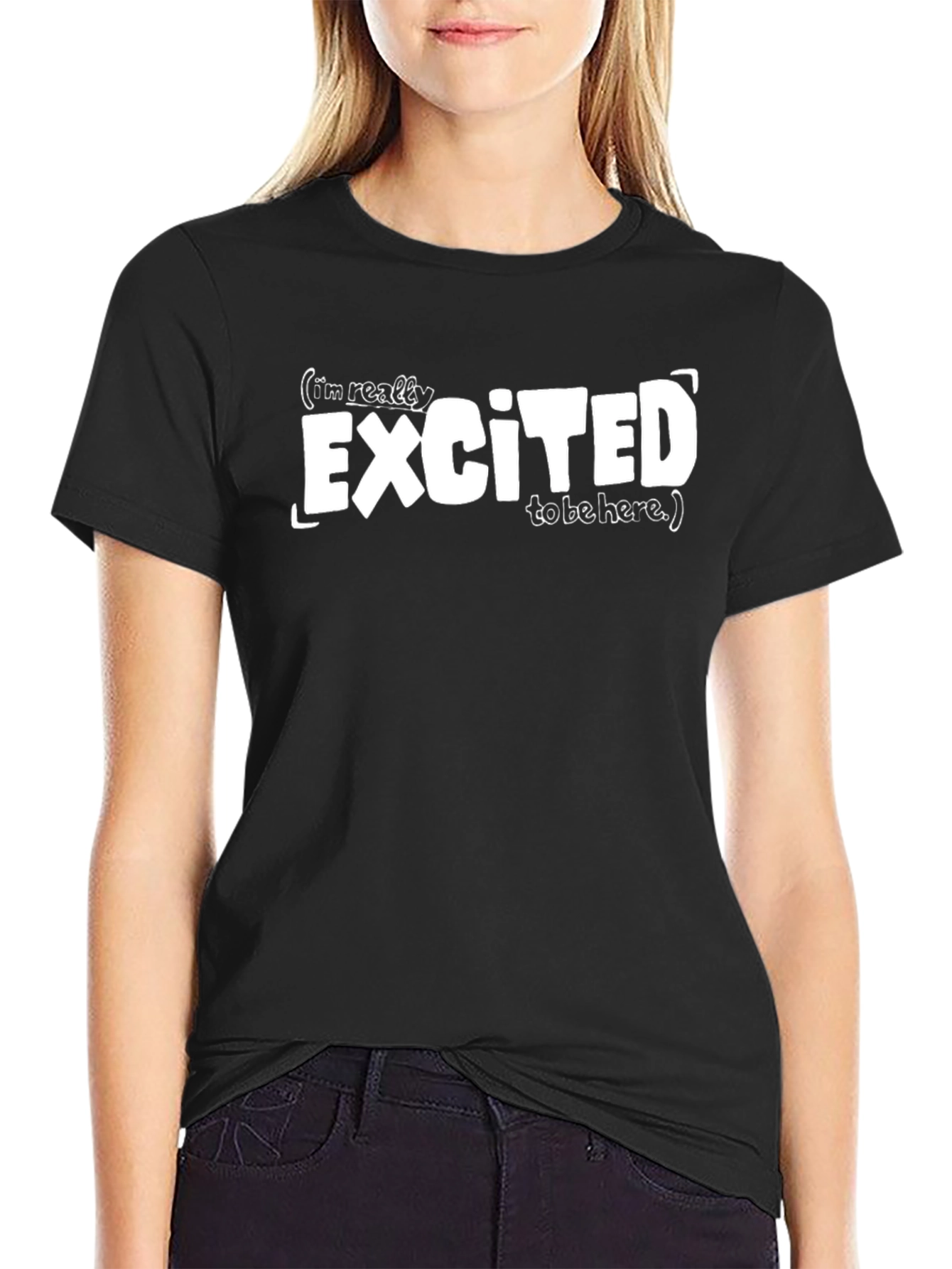 Excited to Be Here Graphic Tee - Black