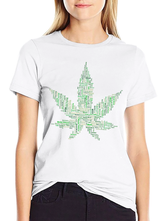 Marijuana Leaf Word Art T-Shirt