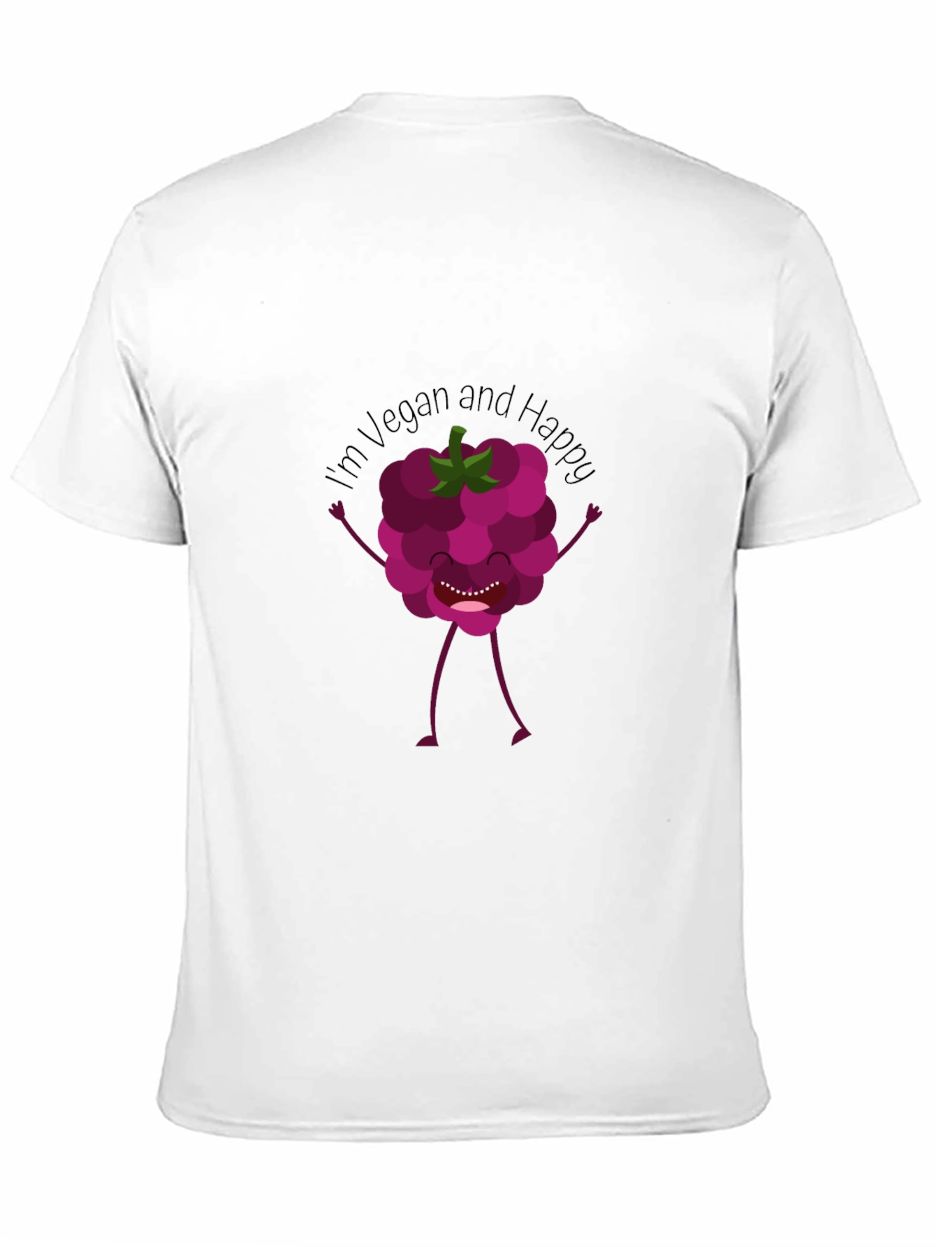 Vegan Raspberry Graphic Tee - Black Crew Neck