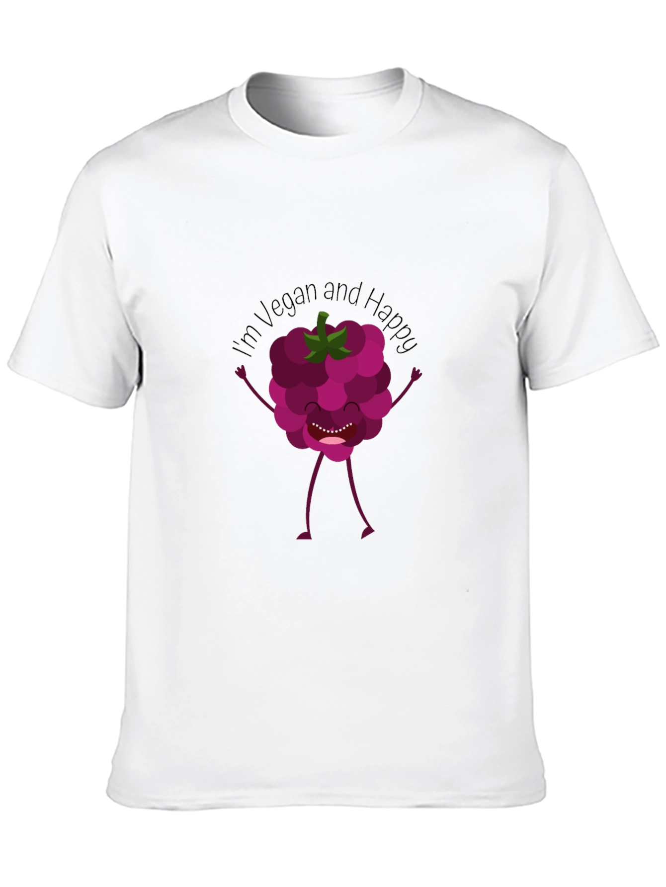 Vegan Raspberry Graphic Tee - Black Crew Neck