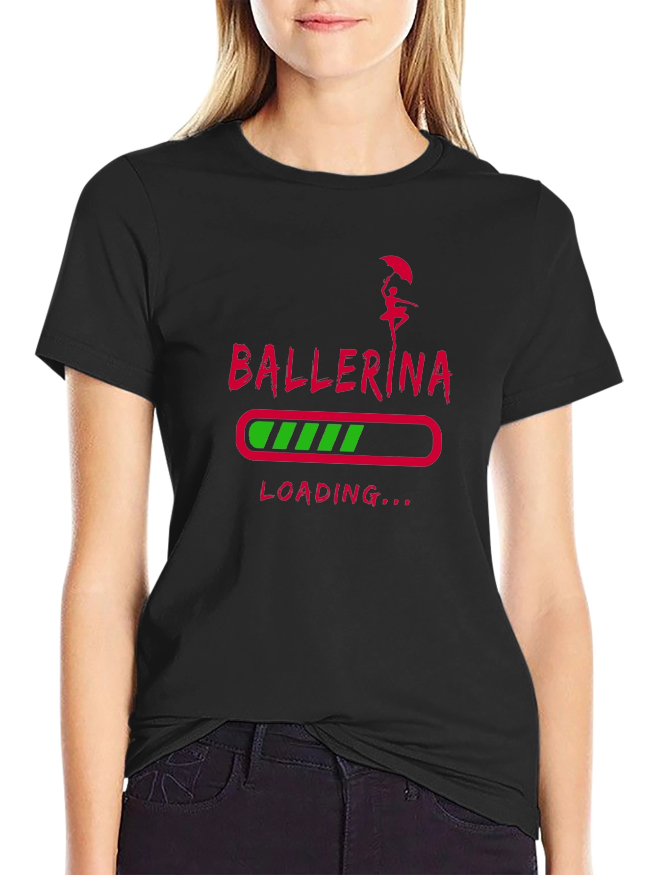 Ballerina Loading T-Shirt - Black Graphic Tee