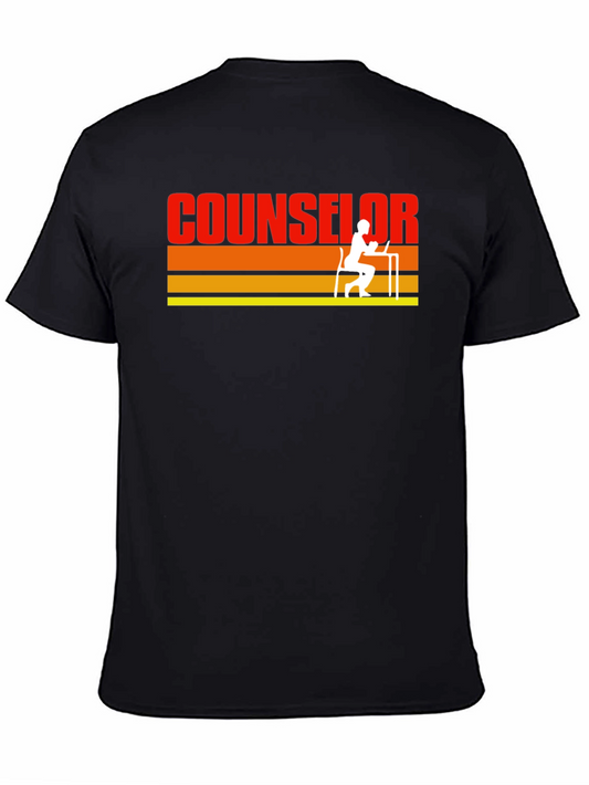 Counselor Retro Striped T-Shirt - Black