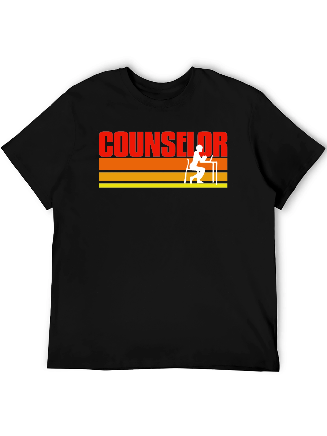 Counselor Retro Striped T-Shirt - Black