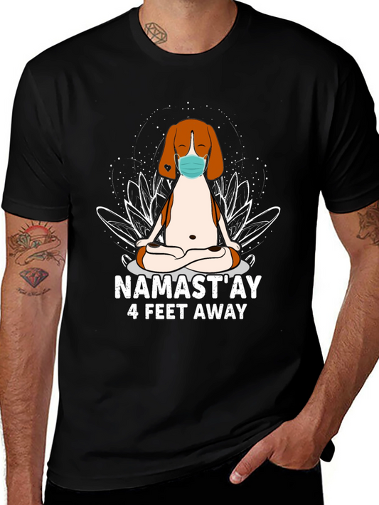 Namastay 4 Feet Away T-Shirt - Yoga Dog Humor