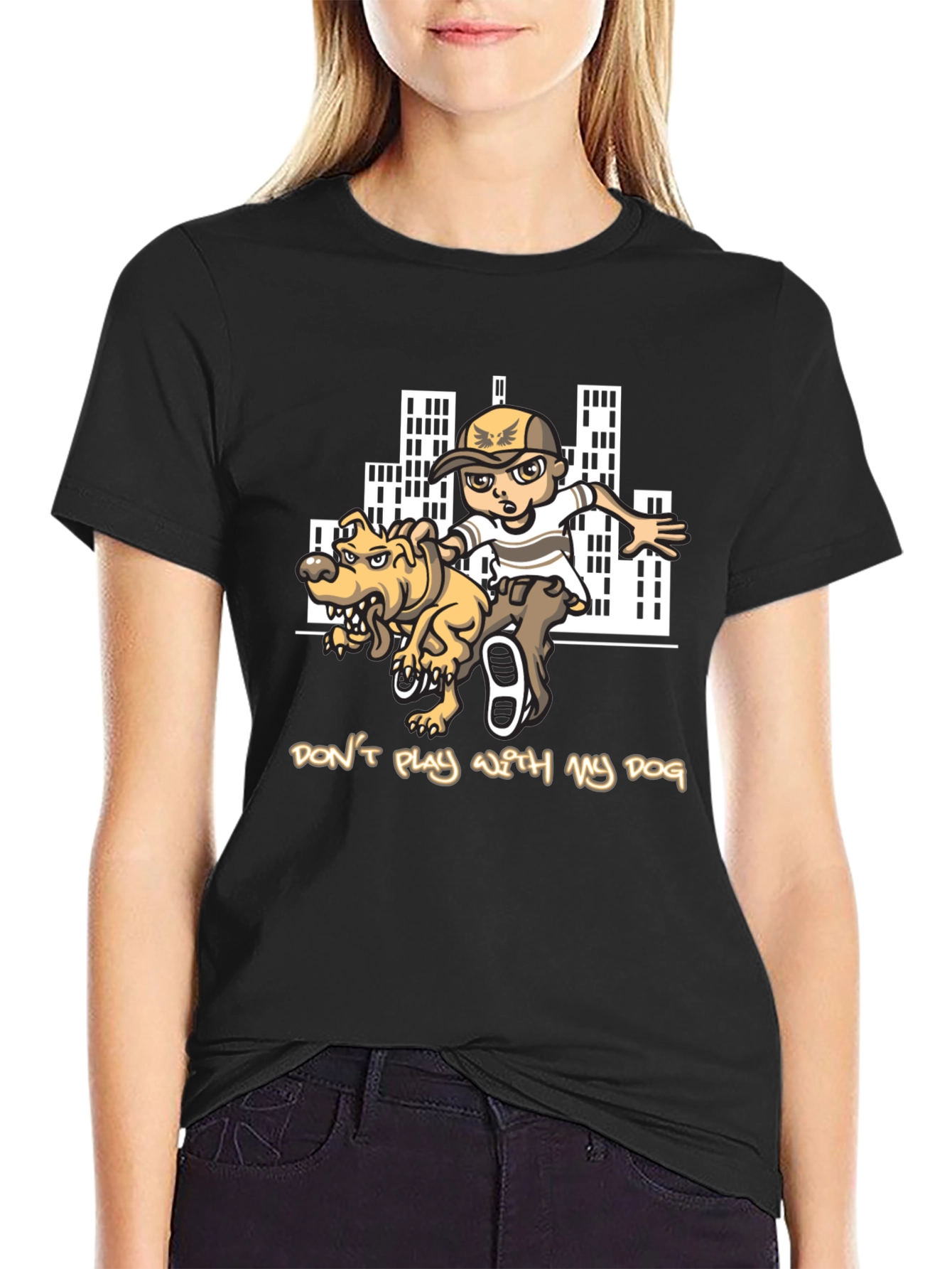 Dont Play With My Dog Black T-Shirt