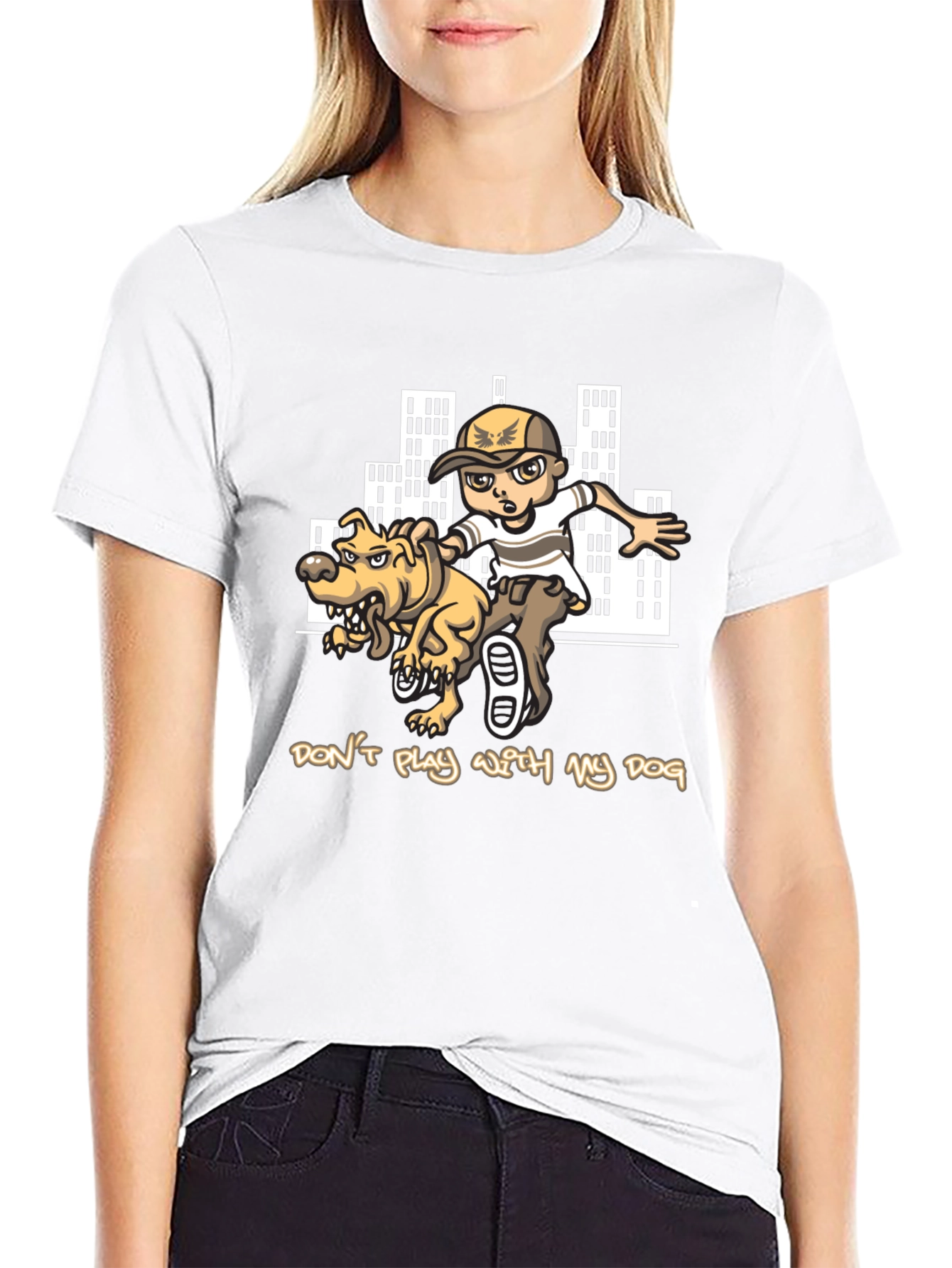 Dont Play With My Dog Black T-Shirt